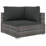 vidaXL 9-delige Loungeset met kussens poly rattan grijs