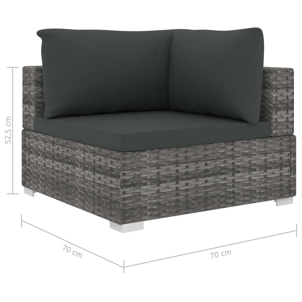 vidaXL 9-delige Loungeset met kussens poly rattan grijs