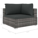 vidaXL 9-delige Loungeset met kussens poly rattan grijs