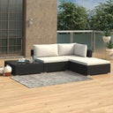 vidaXL 4-delige Loungeset met kussens poly rattan bruin