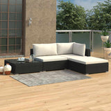 vidaXL 4-delige Loungeset met kussens poly rattan bruin