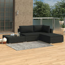 vidaXL 4-delige Loungeset met kussens poly rattan bruin