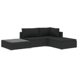 vidaXL 4-delige Loungeset met kussens poly rattan bruin
