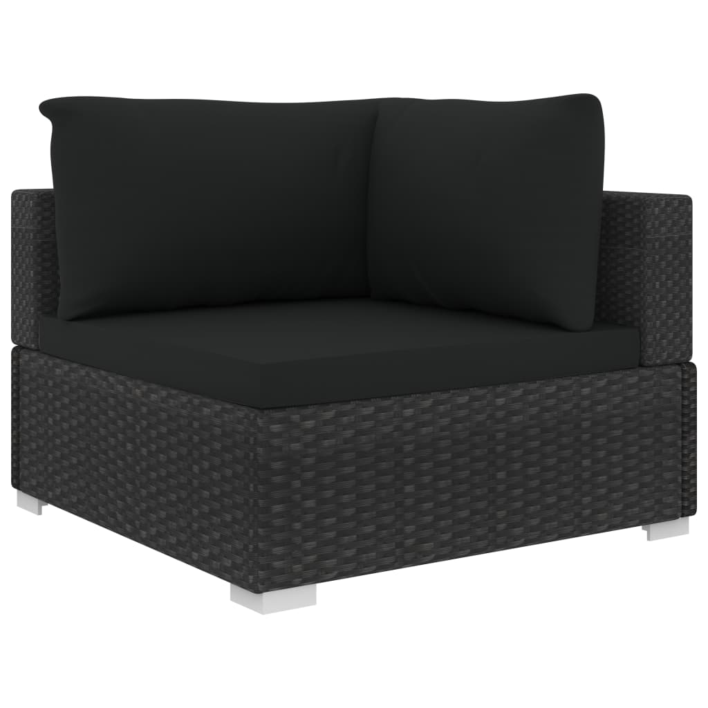 vidaXL 4-delige Loungeset met kussens poly rattan bruin
