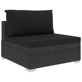 vidaXL 4-delige Loungeset met kussens poly rattan bruin