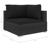 vidaXL 4-delige Loungeset met kussens poly rattan bruin