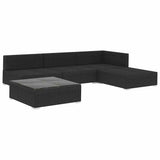 vidaXL 5-Piece Lounge Set with Cushions Poly Rattan Black