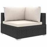vidaXL 5-Piece Lounge Set with Cushions Poly Rattan Black