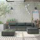vidaXL 5-Piece Lounge Set with Cushions Poly Rattan Black