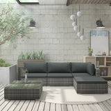 vidaXL 5-Piece Lounge Set with Cushions Poly Rattan Black