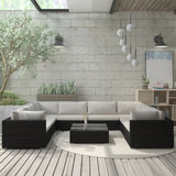 vidaXL 9-piece Lounge Set with cushions poly rattan black