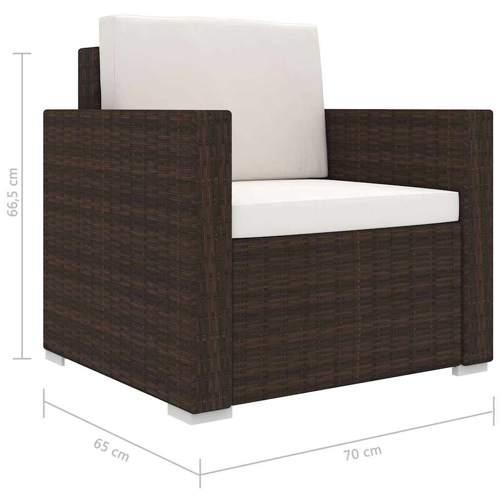 vidaXL 11-delige Loungeset met kussens poly rattan bruin