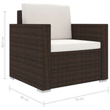 vidaXL 11-delige Loungeset met kussens poly rattan bruin