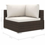 vidaXL 11-delige Loungeset met kussens poly rattan bruin