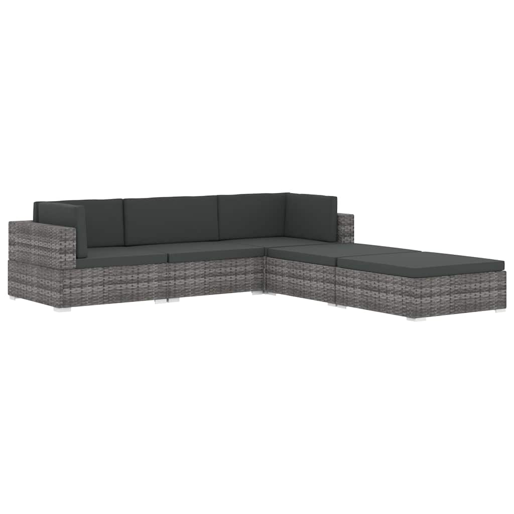 vidaXL Middenbank 1 st met kussens poly rattan bruin