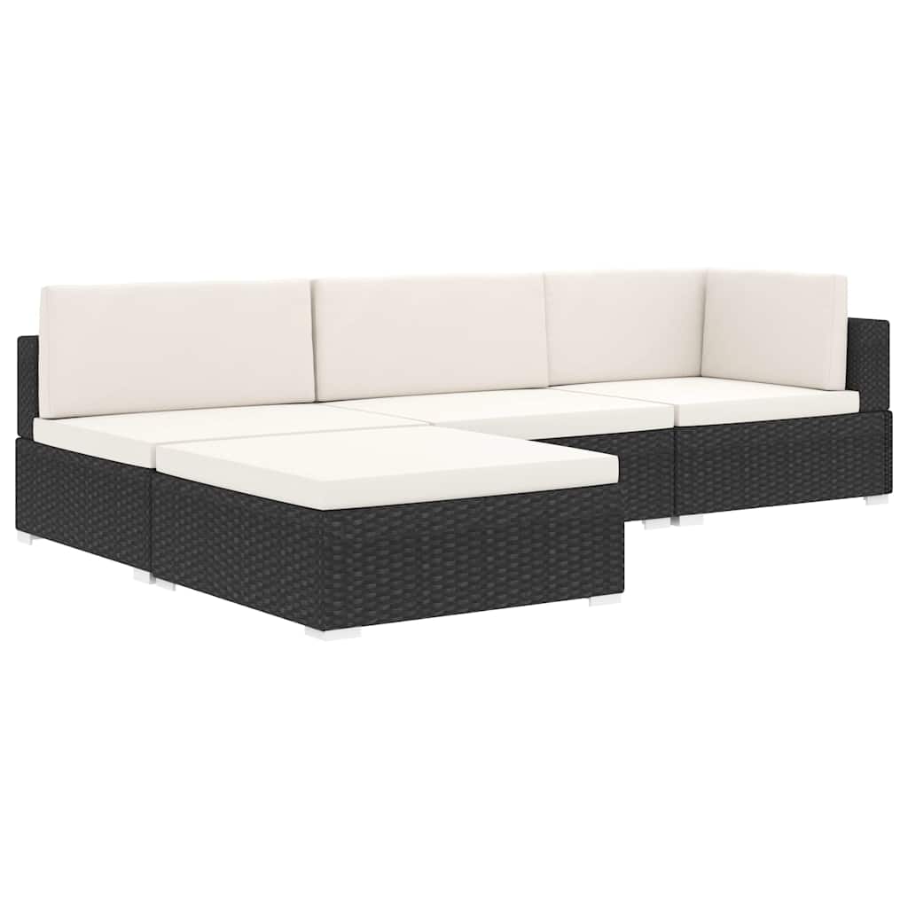 vidaXL Middenbank 1 st met kussens poly rattan bruin