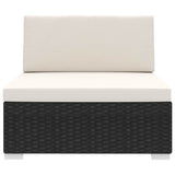 vidaXL Middenbank 1 st met kussens poly rattan bruin