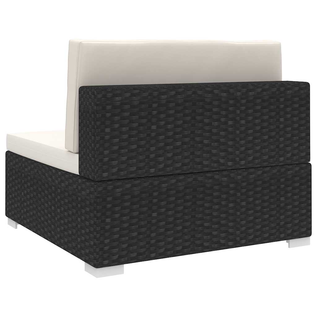 vidaXL Middenbank 1 st met kussens poly rattan bruin