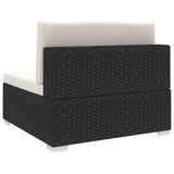 vidaXL Middenbank 1 st met kussens poly rattan bruin