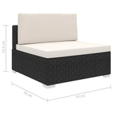vidaXL Middenbank 1 st met kussens poly rattan bruin