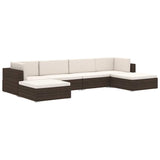 vidaXL Middenbank 1 st met kussens poly rattan bruin