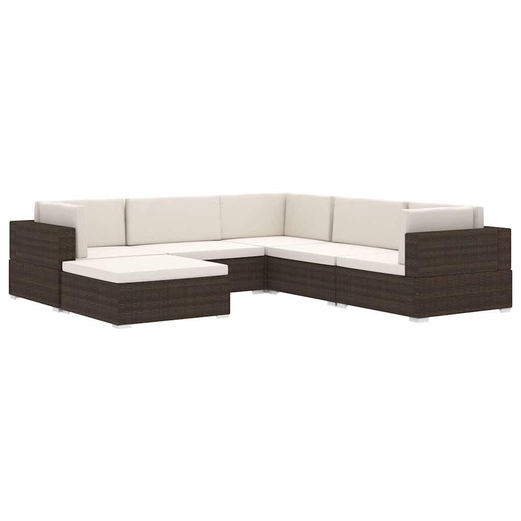 vidaXL Middenbank 1 st met kussens poly rattan bruin