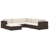vidaXL Middenbank 1 st met kussens poly rattan bruin
