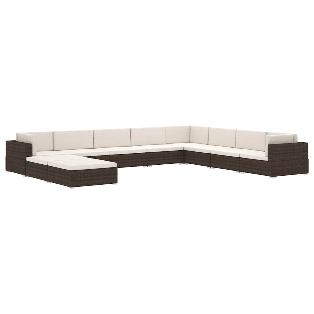 vidaXL Middenbank 1 st met kussens poly rattan bruin