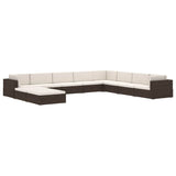 vidaXL Middenbank 1 st met kussens poly rattan bruin