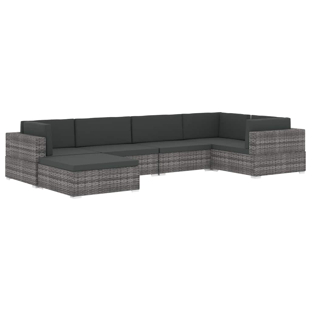 vidaXL Middenbank 1 st met kussens poly rattan bruin