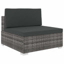 vidaXL Middenbank 1 st met kussens poly rattan bruin