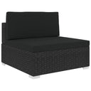 vidaXL Middenbank 1 st met kussens poly rattan bruin