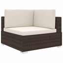 vidaXL Middenbank 1 st met kussens poly rattan bruin