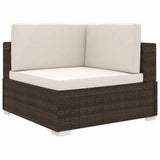 vidaXL Middenbank 1 st met kussens poly rattan bruin