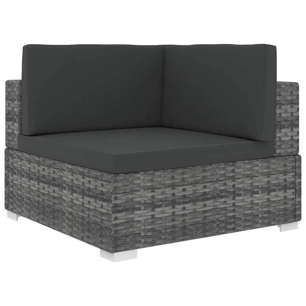 vidaXL Middenbank 1 st met kussens poly rattan bruin
