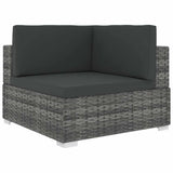 vidaXL Middenbank 1 st met kussens poly rattan bruin