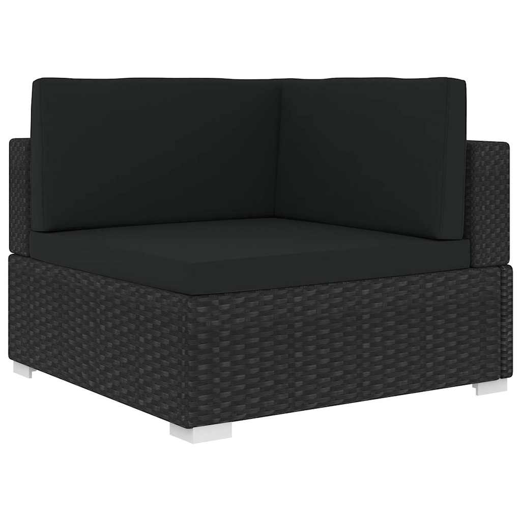 vidaXL Middenbank 1 st met kussens poly rattan bruin