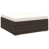 vidaXL Middenbank 1 st met kussens poly rattan bruin