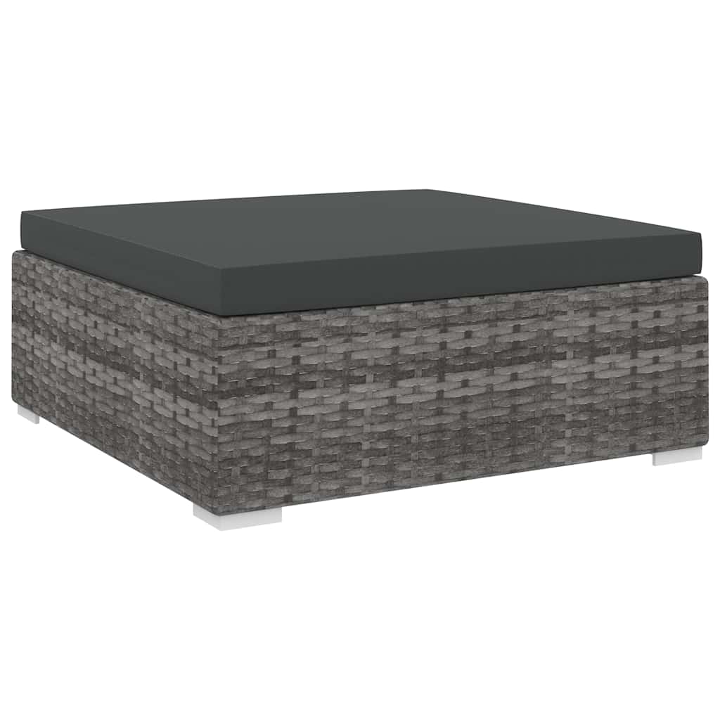 vidaXL Middenbank 1 st met kussens poly rattan bruin