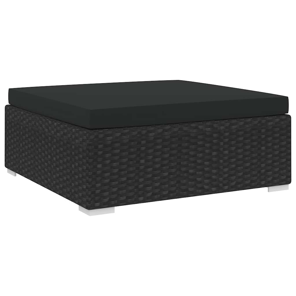 vidaXL Middenbank 1 st met kussens poly rattan bruin