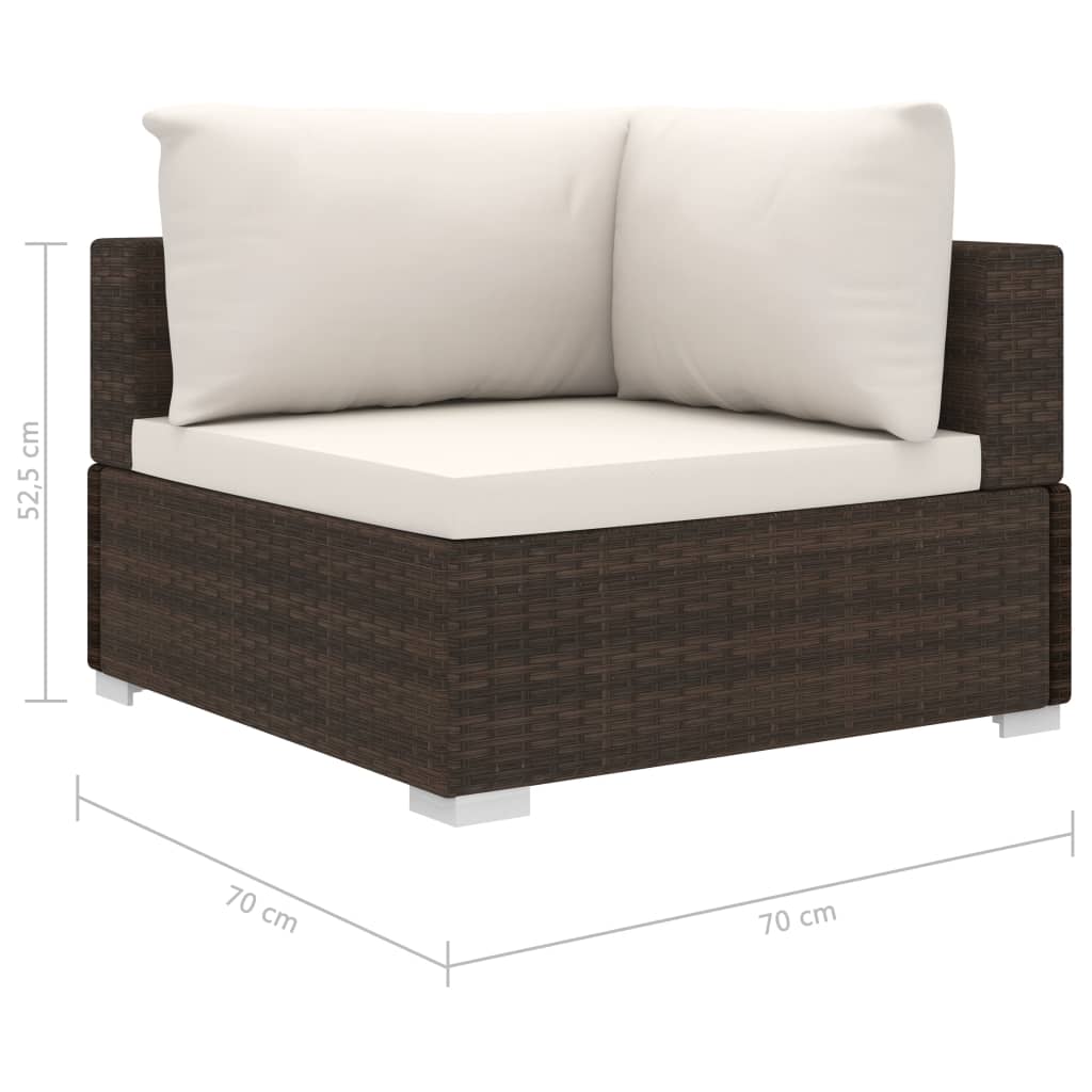vidaXL 10-Piece Lounge Set with Cushions Poly Rattan Brown