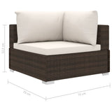 vidaXL 10-Piece Lounge Set with Cushions Poly Rattan Brown