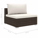 vidaXL 10-Piece Lounge Set with Cushions Poly Rattan Brown