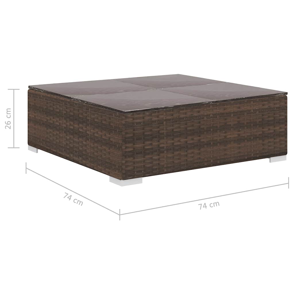 vidaXL 10-Piece Lounge Set with Cushions Poly Rattan Brown
