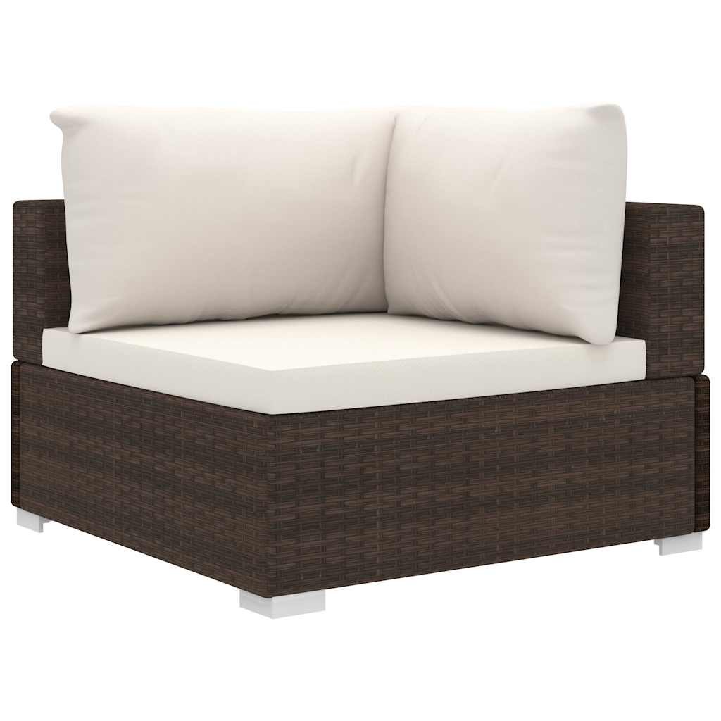 vidaXL 10-Piece Lounge Set with Cushions Poly Rattan Brown