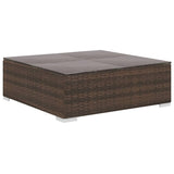 vidaXL 10-Piece Lounge Set with Cushions Poly Rattan Brown