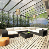 vidaXL 10-Piece Lounge Set with Cushions Poly Rattan Brown