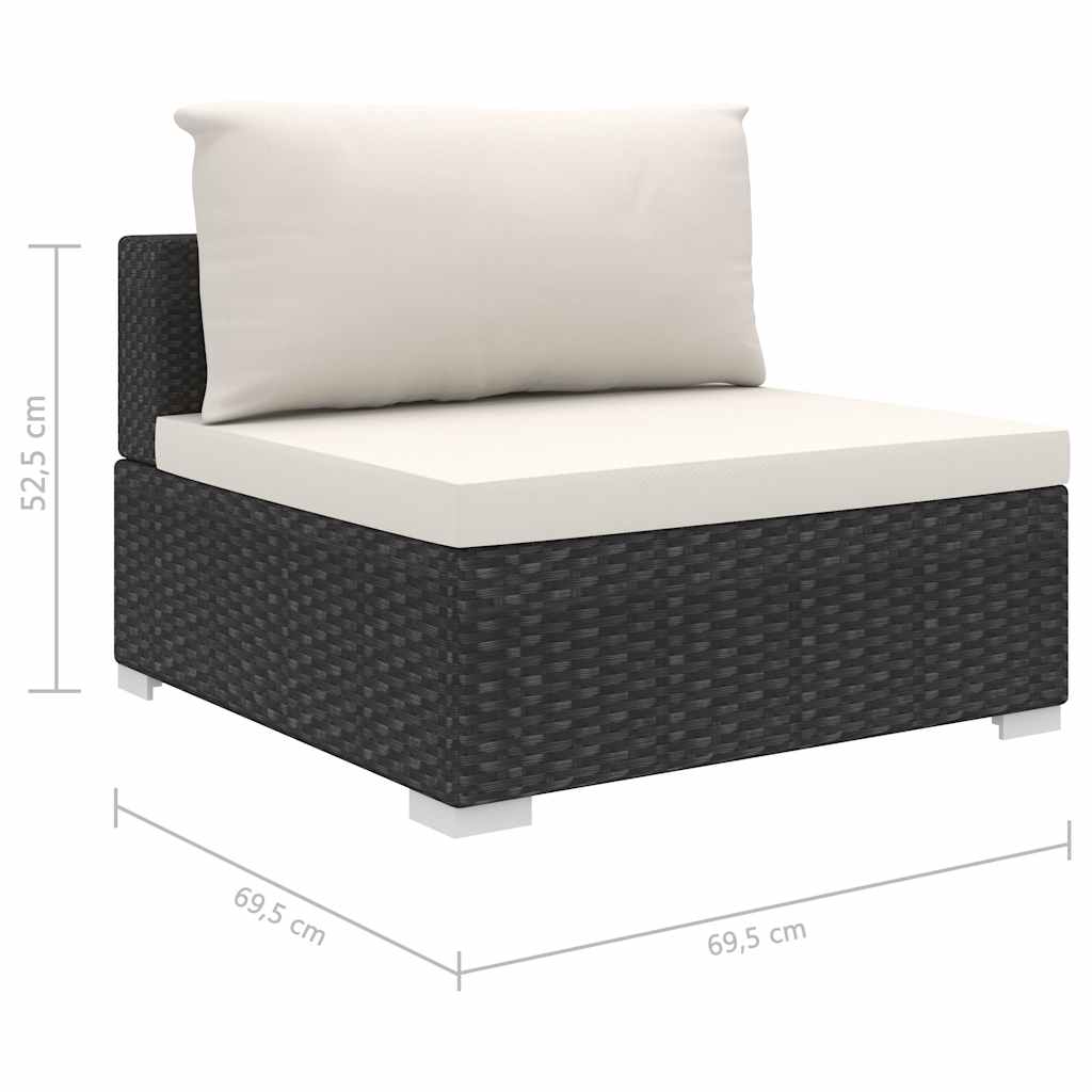 vidaXL 11-Piece Lounge Set with Cushions Poly Rattan Black