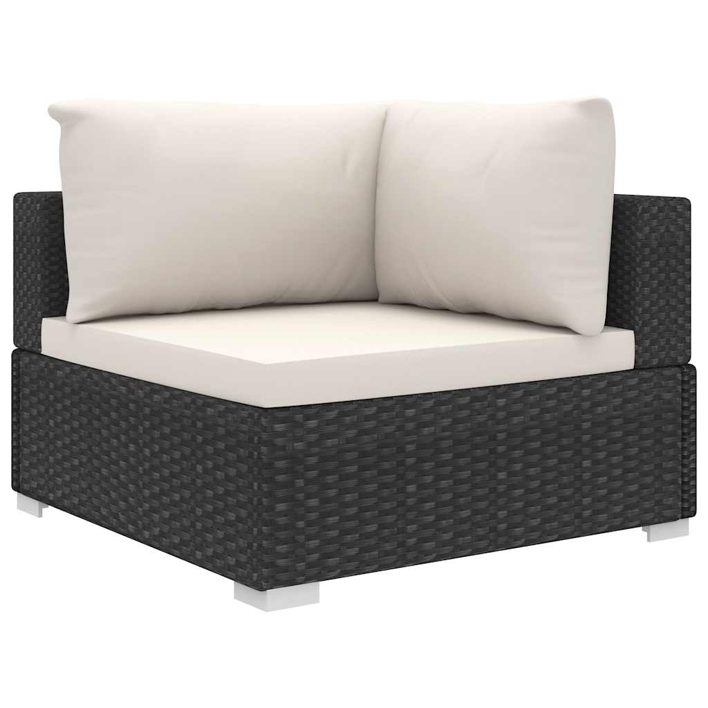 vidaXL 11-Piece Lounge Set with Cushions Poly Rattan Black