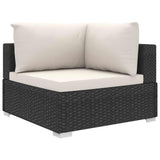 vidaXL 11-Piece Lounge Set with Cushions Poly Rattan Black